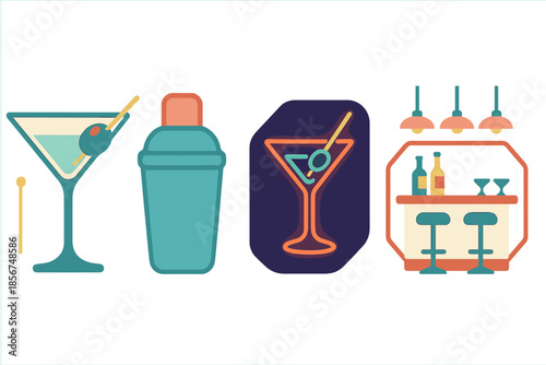 Neon Bar and Cocktails Scene