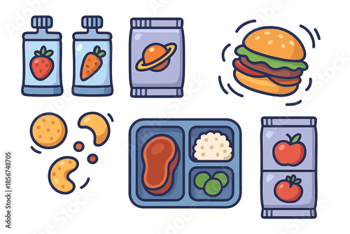 Cartoon space food icons