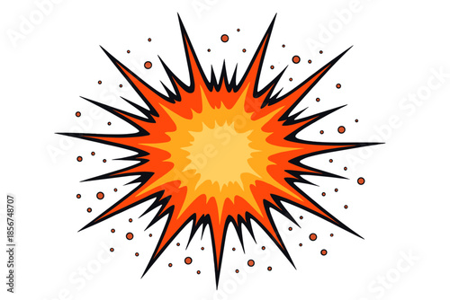 Comic Book Style Explosion with Orange and Yellow Flames