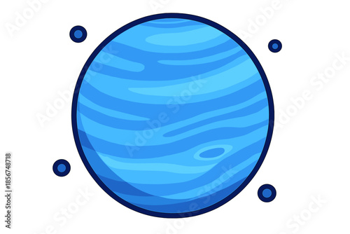 Stylized Blue Planet with Orbiting Moons