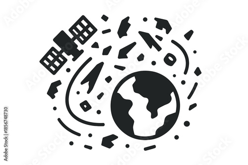 Space debris orbiting planet Earth