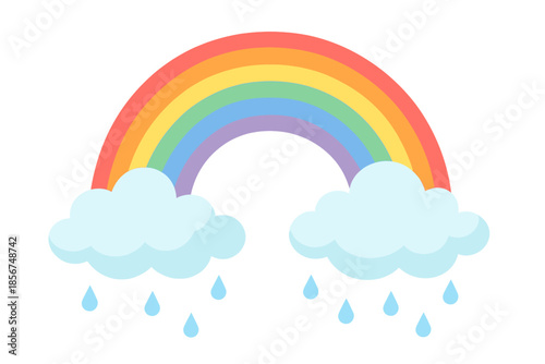 Rainbow and Clouds with Raindrops