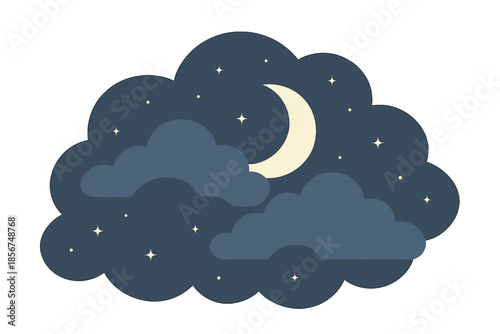 Stylized Night Sky with Moon and Clouds