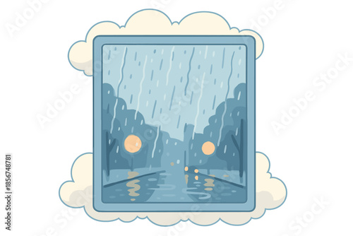 Rainy Day Through Window with Clouds