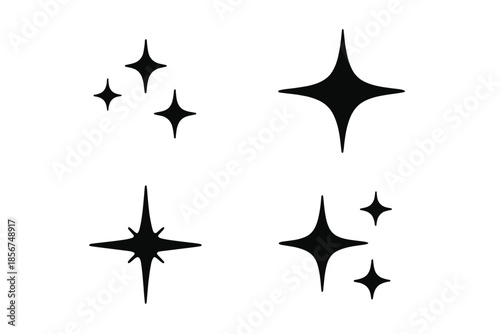 Four-pointed stars on a dark background