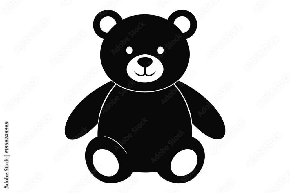 Naklejka premium teddy bear silhouette line art vector illustration