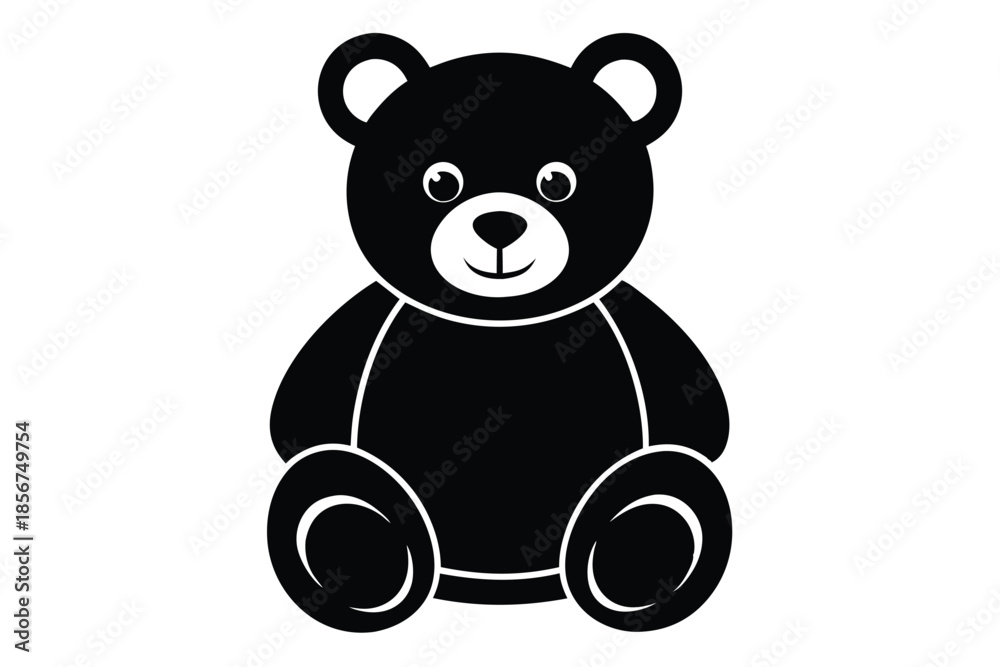 Obraz premium teddy bear silhouette line art vector illustration