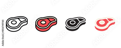 Meat icon set vector on white background. beef, cuisine, cooking, meal, dining symbol. vector illustration.