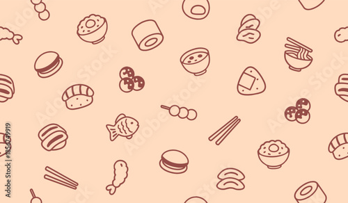 Cute Japanese food pattern background vector design