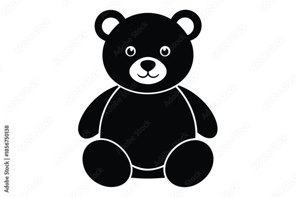 Obraz premium teddy bear silhouette line art vector illustration
