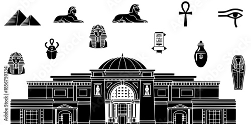 Modern Grand Egyptian Museum GEM Vector Silhouette