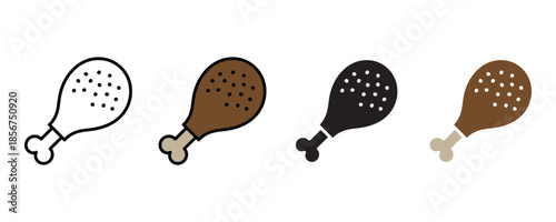 Chicken drumstick icon set vector on white background. tasty, meal, snack, fast food symbol. vector illustration.