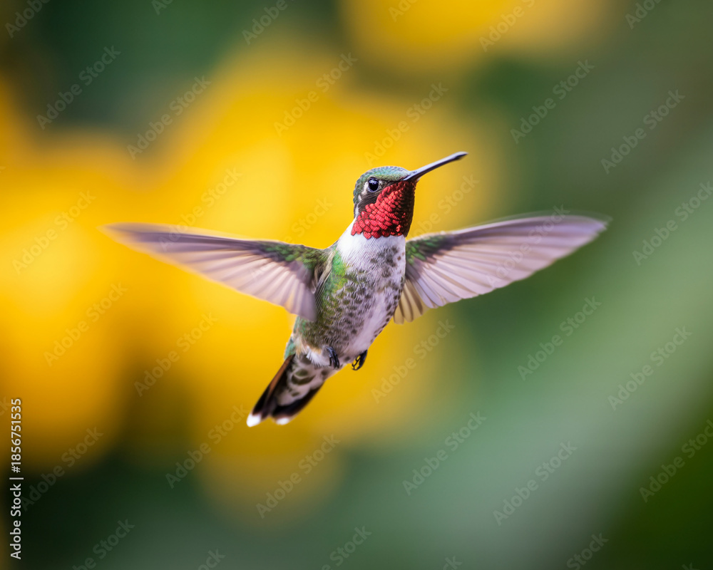 Fototapeta premium Hummingbird Hovering with Wings Outspread flying outstretched