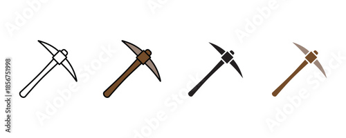 Pickaxe icon set vector on white background. digging, hammer, shovel symbol. vector illustration.