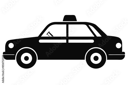 taxi silhouette line art vector illustration
