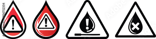 Hypoglycemia warning icon with blood drop alert symbol for diabetes health awareness education