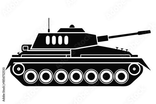 tank silhouette line art vector illustration
