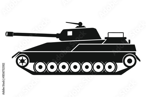 tank silhouette line art vector illustration