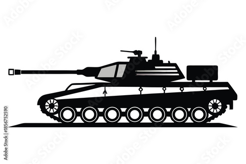 tank silhouette line art vector illustration