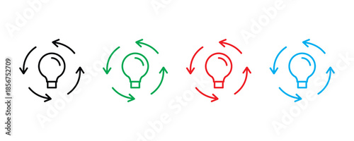 Light bulb icon set vector on white background. rotation bulb icon. vector illustration.