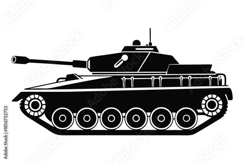 tank silhouette line art vector illustration
