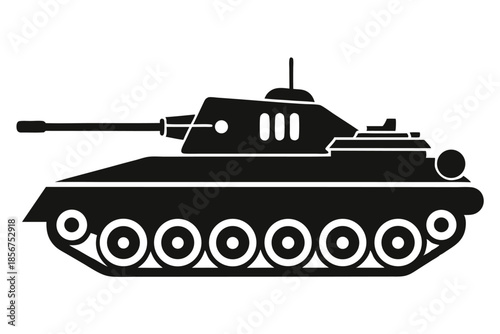 tank silhouette line art vector illustration