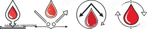 Low blood sugar alert icon with falling arrow and blood drop for medical warnings