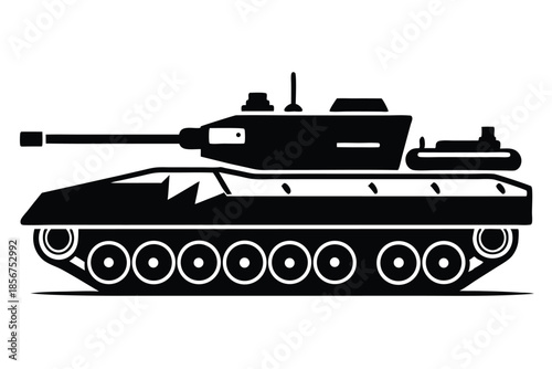 tank silhouette line art vector illustration