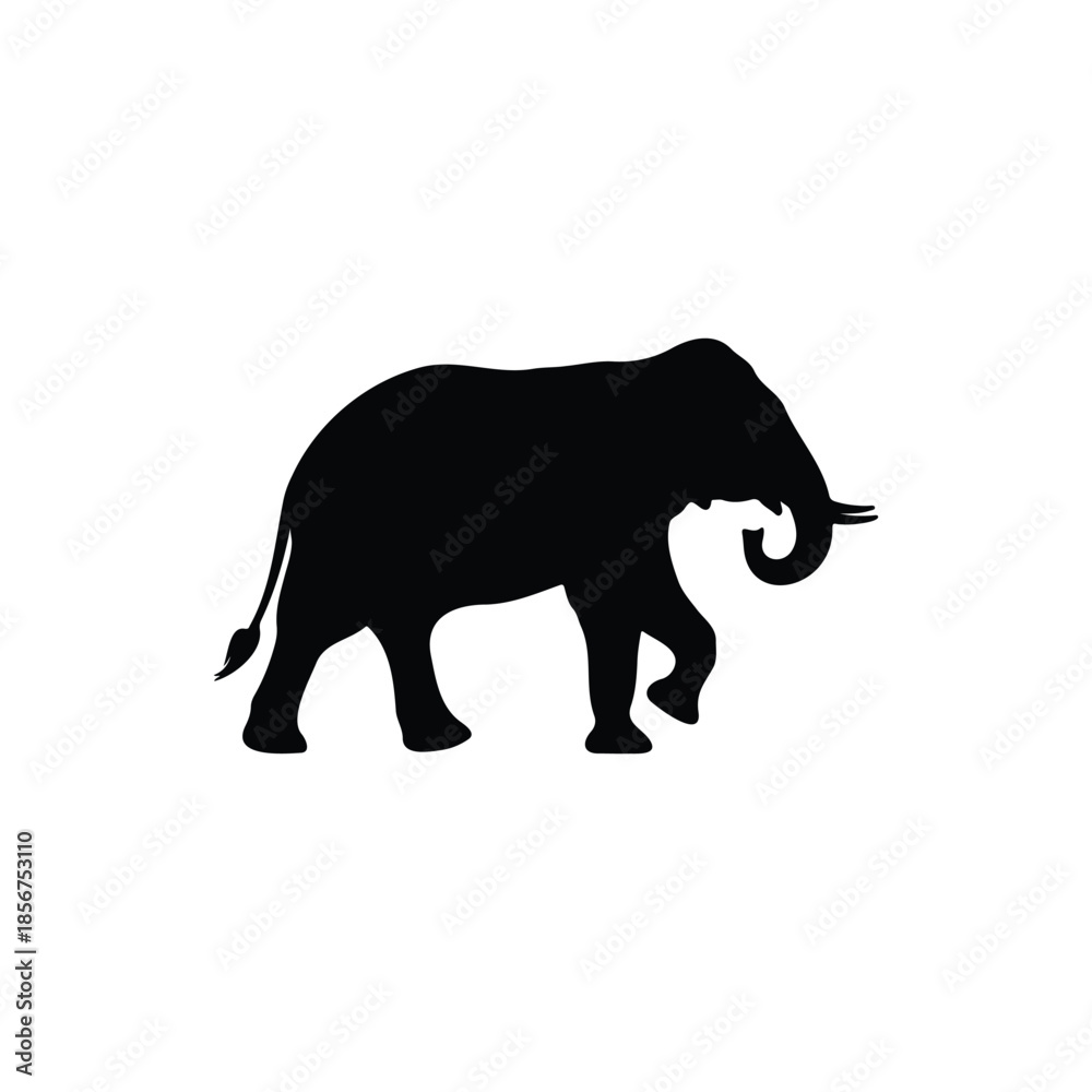 Obraz premium Elephant step silhouette icon vector flat design.