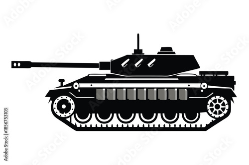 tank silhouette line art vector illustration