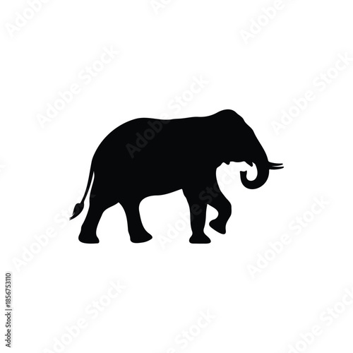 Elephant step silhouette icon vector flat design.