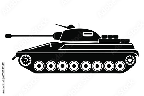 tank silhouette line art vector illustration