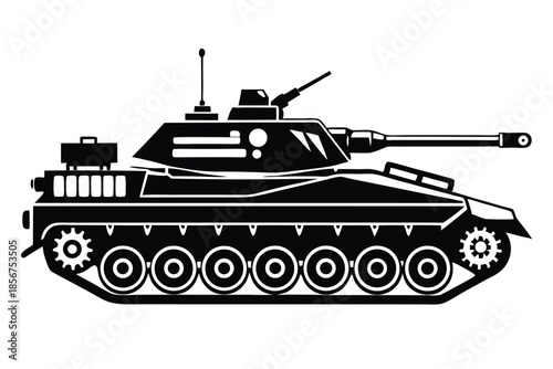 tank silhouette line art vector illustration