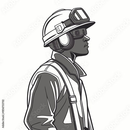 A striking side profile illustration depicts a pilot wearing a vintage helmet and goggles evoking early aviation