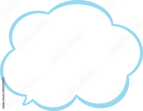水色の縁取りの雲の形をしたふきだし。広いテキストスペース。