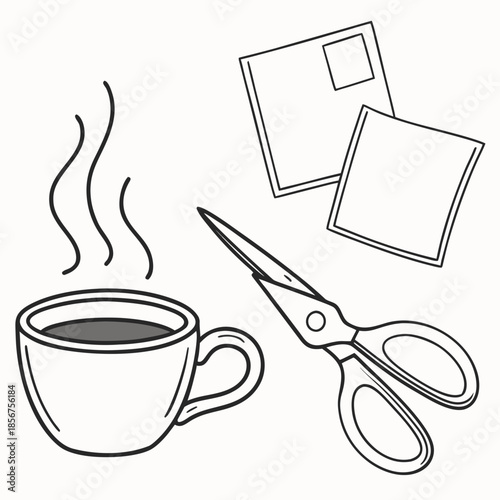 Crafting with coffee and scissors