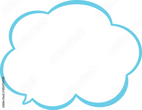 水色の縁取りの雲の形をしたふきだし。広いテキストスペース。