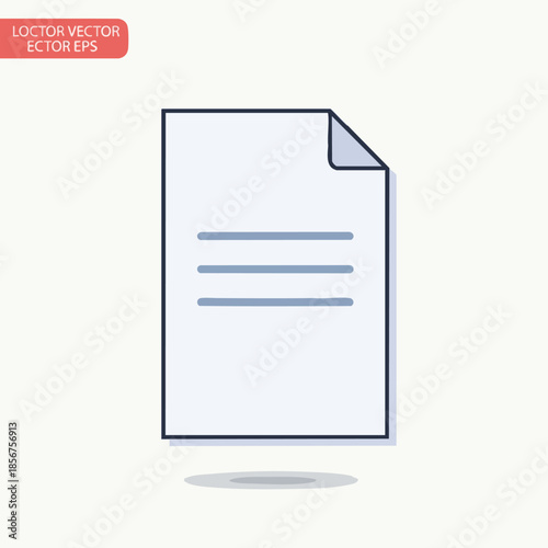 A document graphic, lightly shadowed. Has three lines within. Corner has a folded appearance