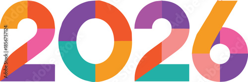 2026 segmented digits geometric year design vector illustration