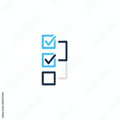 Checklist infographic featuring three squares, checkmarks, & connecting lines