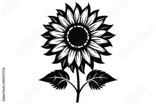 sunflower silhouette line art vector illustration