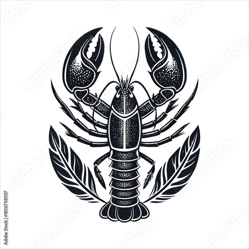 lobster vector art logo design black and white