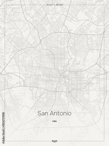 San Antonio City Map inspired by scandinavian style this sophisticated urban topography poster showcases meticulous vector artwork and geometric street patterns making it a timeless minimalist.