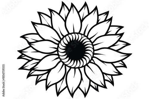 sunflower silhouette line art vector illustration