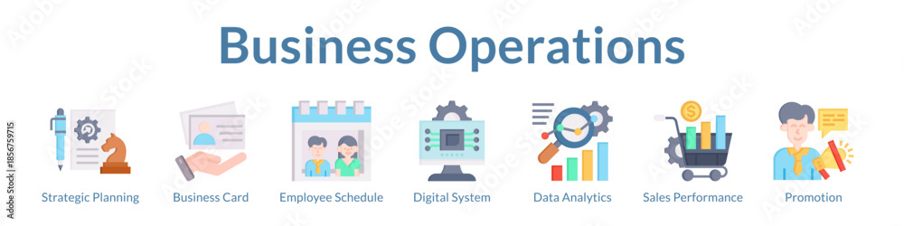 Fototapeta premium Business Operations Solutions for Strategic Planning Employee Management Analytics Reporting and Sales Performance Growth