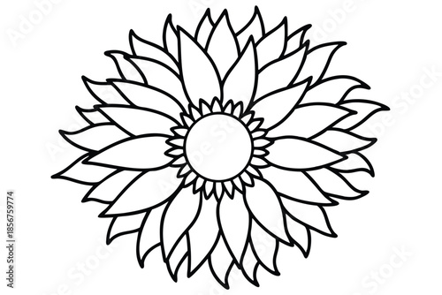 sunflower silhouette line art vector illustration