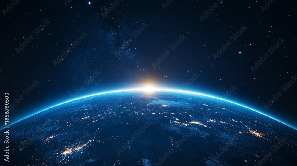 Fototapeta premium Earth view from space majestic planet perspective celestial explore breathtaking earth globe from orbit revealing cosmic beauty