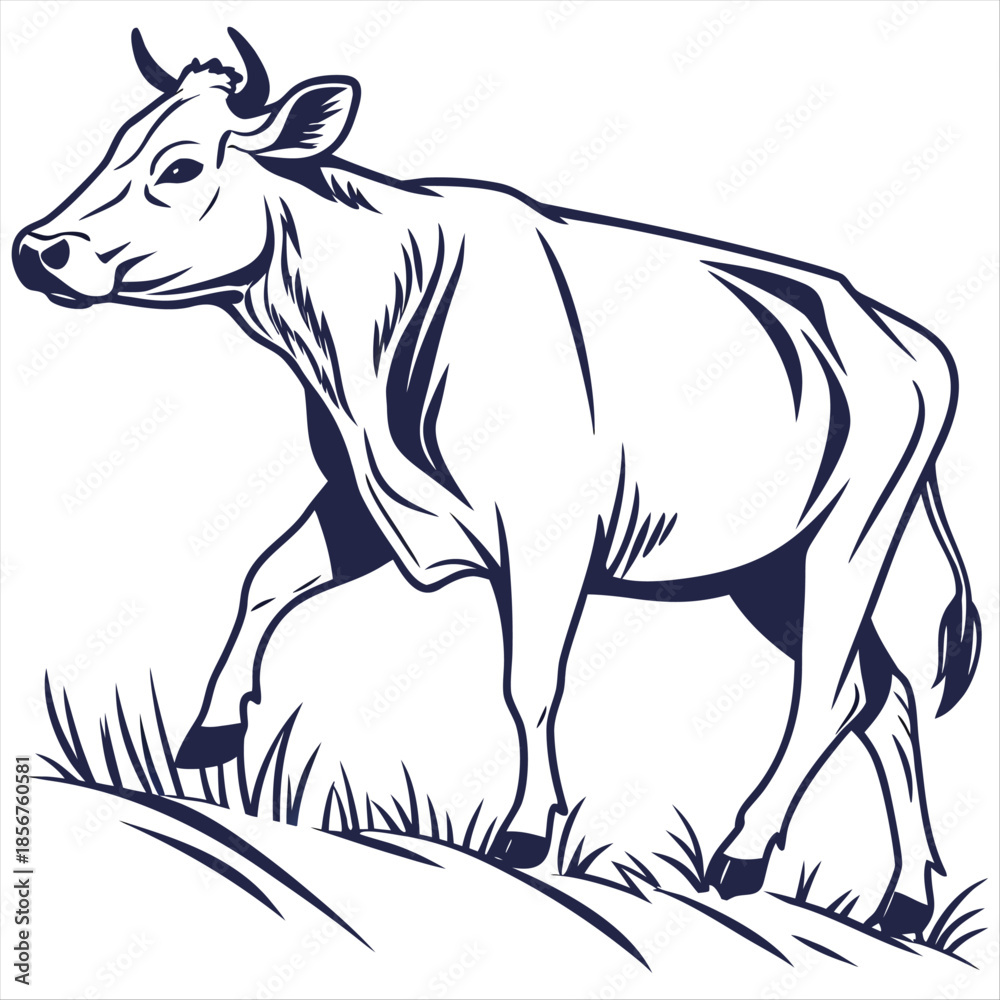 Fototapeta premium Cow sketch livestock drawing