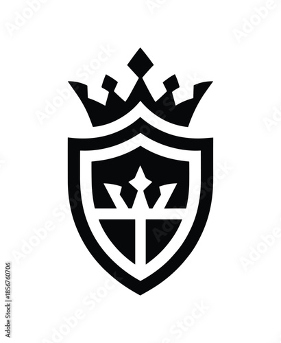 Royal shield with crown vector illustration isolated on white background