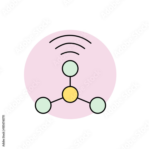 Connected Network Icon: Wireless Communication Symbol